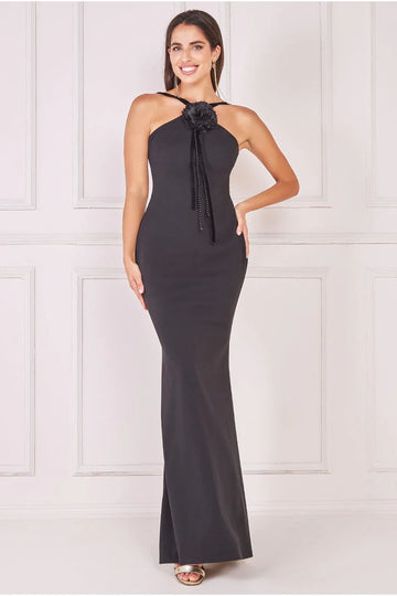 Racer Neck Corsage Scuba Maxi Goddiva